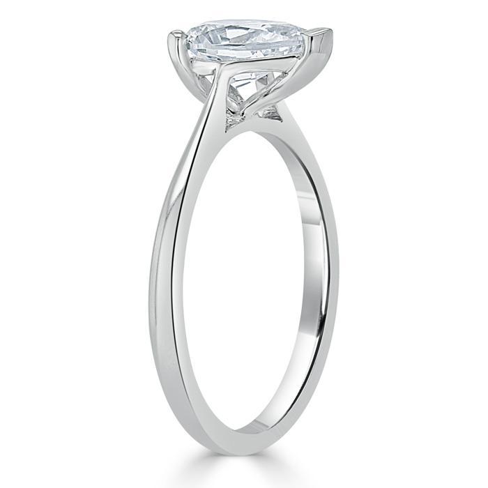 Pear Cut Moissanite Engagement Ring, Classic Style