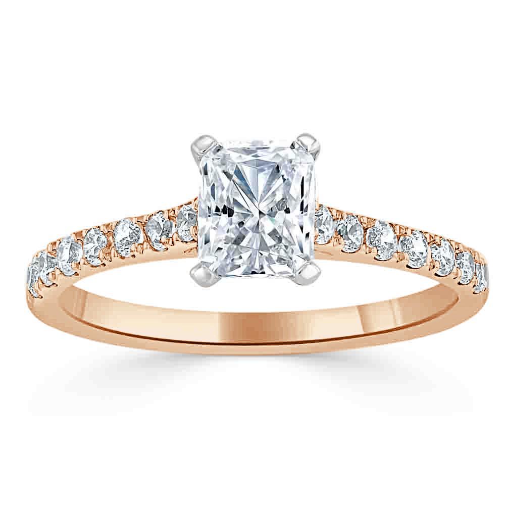 Radiant Cut Moissanite Engagement Ring, Classic Style