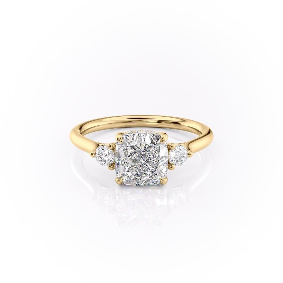 Cushion Cut Moissanite 3 Stone Ring