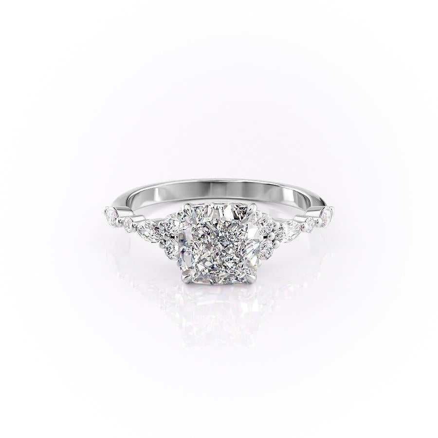 Cushion Cut Moissanite Shoulder Set Ring Vintage Design