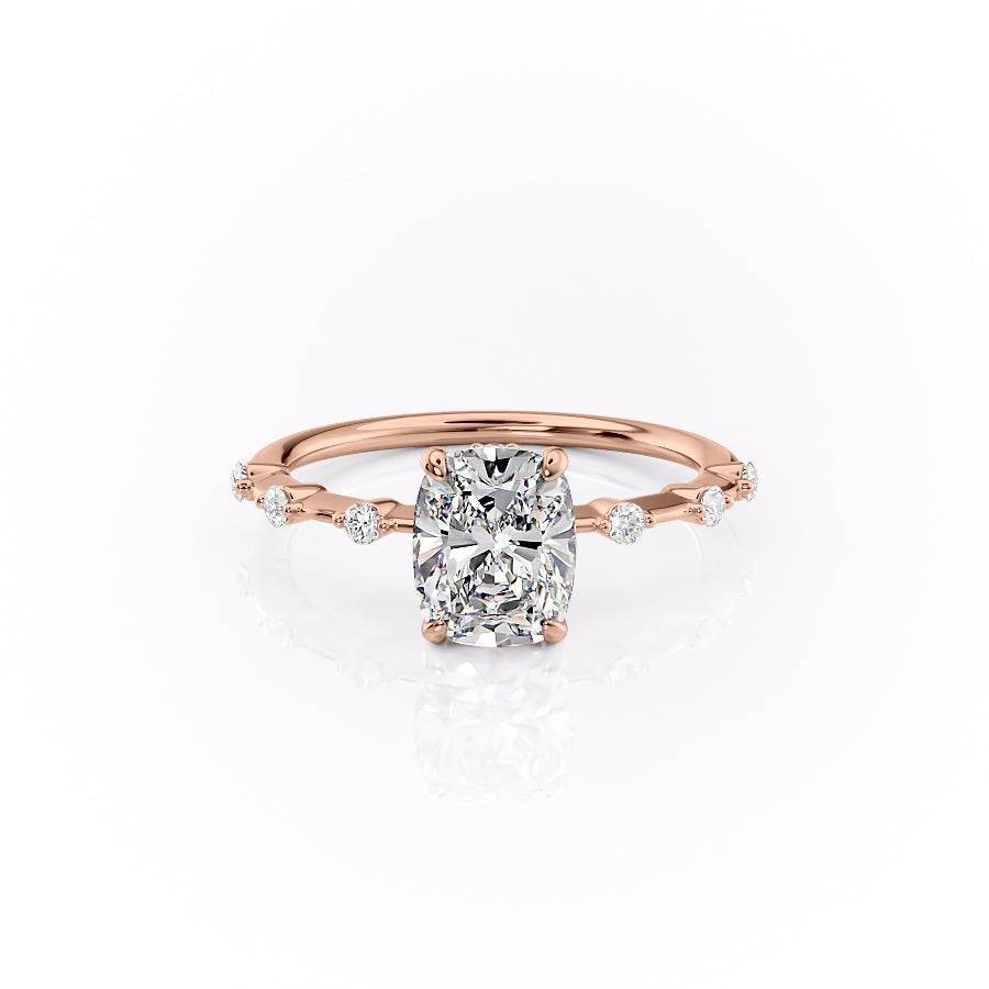 Elongated Cushion Cut Moissanite Ring - Delicate Vintage Style