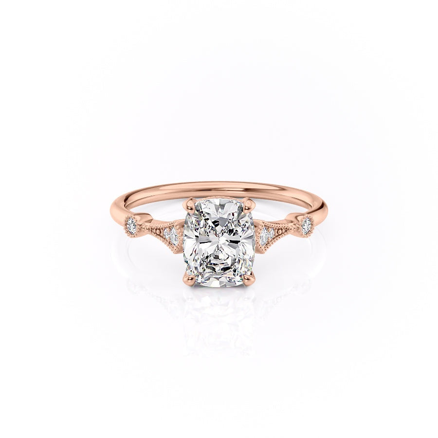 Elongated Cushion Cut Moissanite Vintage Design