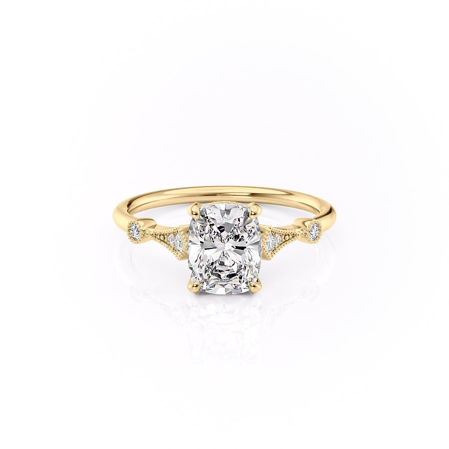 Elongated Cushion Cut Moissanite Vintage Design