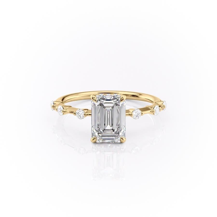 Emerald Cut Moissanite With Stone Set Shoulders