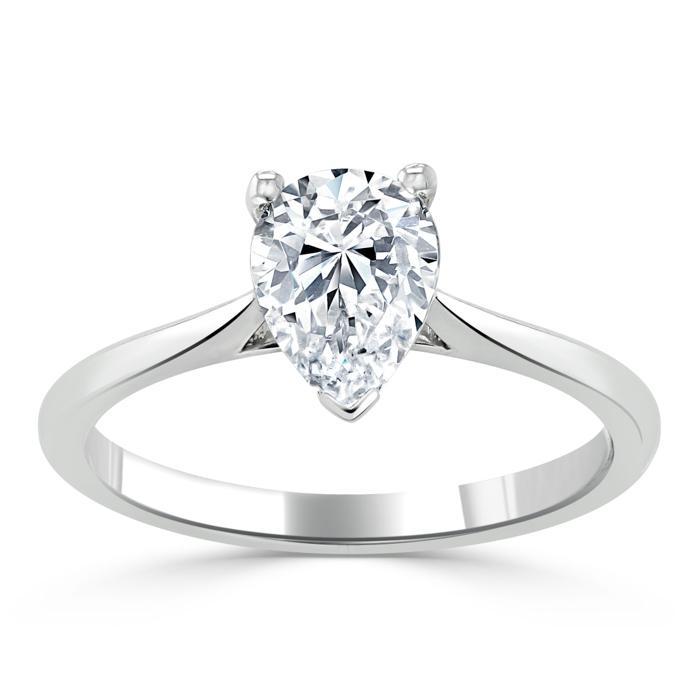 Pear Cut Moissanite Engagement Ring, Classic Style