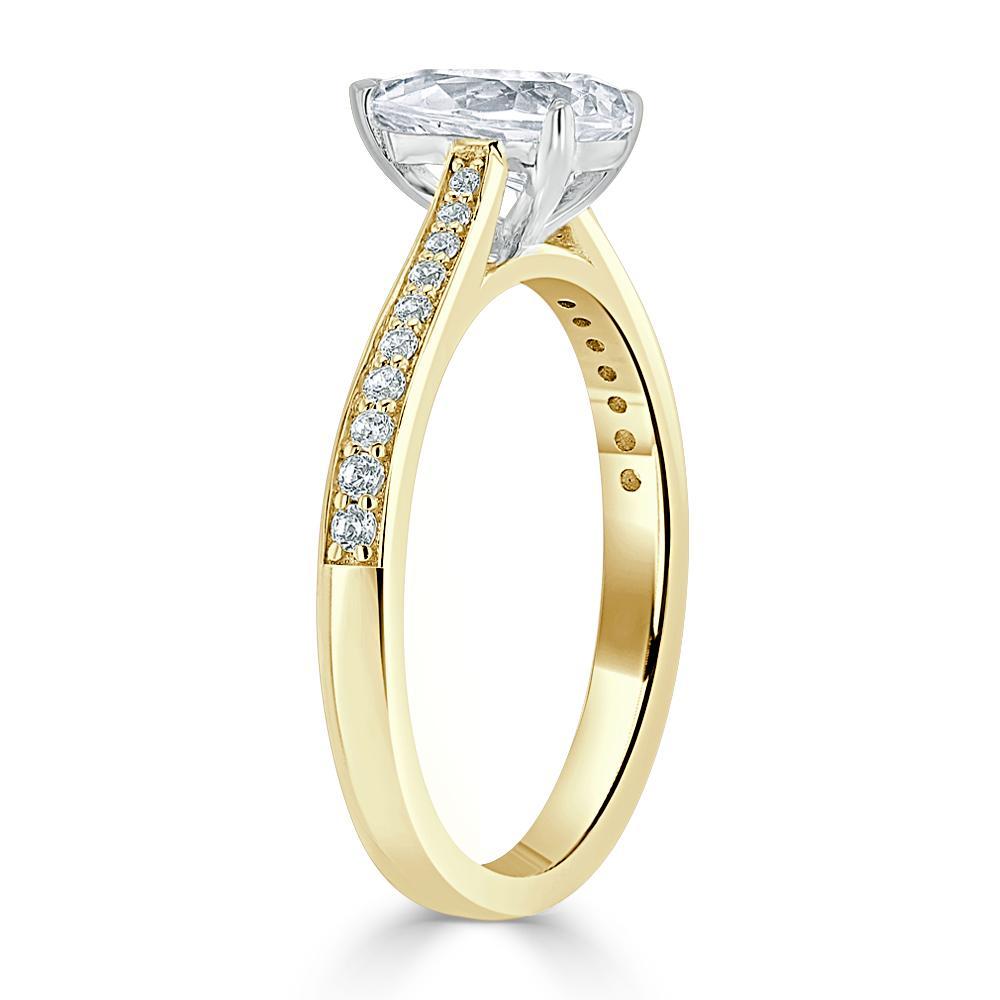 Pear Cut Moissanite Engagement Ring, Classic Style