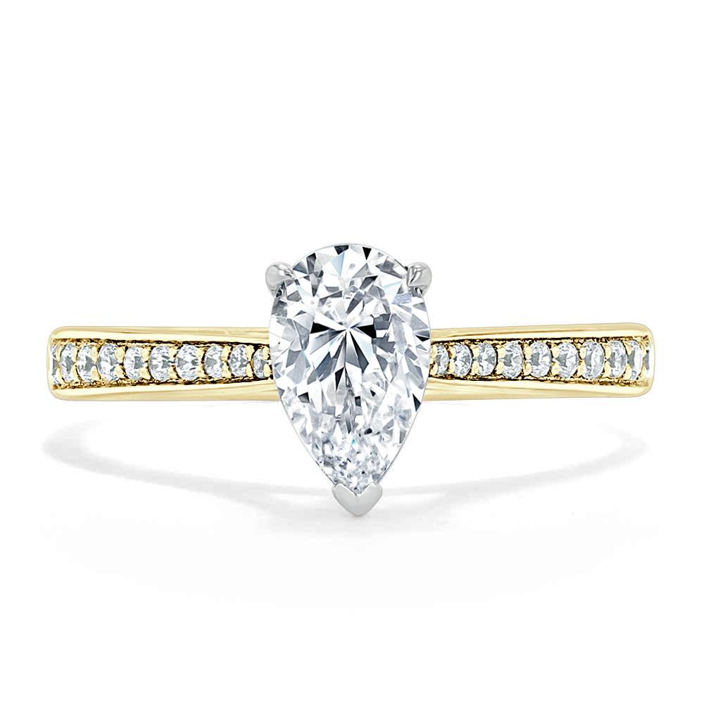 Pear Cut Moissanite Engagement Ring, Classic Style