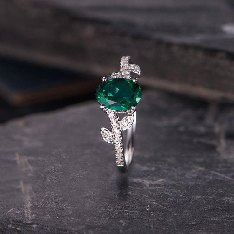 Nature Inspired Emerald Engagement Ring
