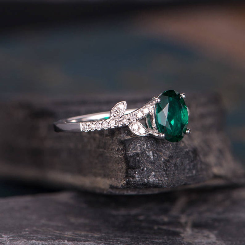 Nature Inspired Emerald Engagement Ring