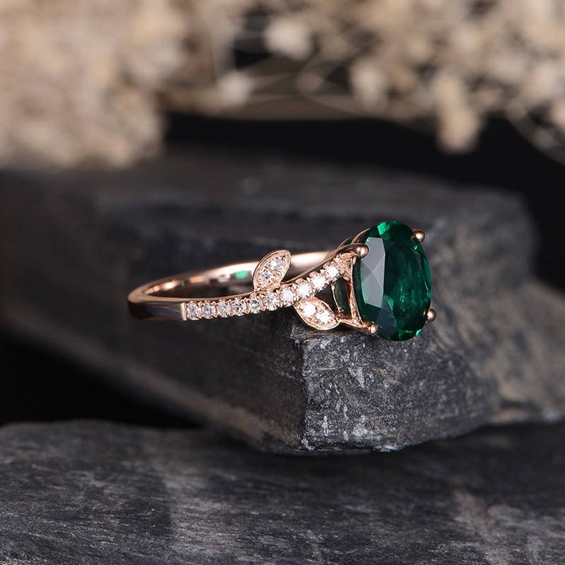 Nature Inspired Emerald Engagement Ring