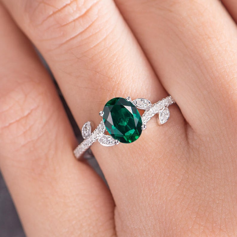 Nature Inspired Emerald Engagement Ring