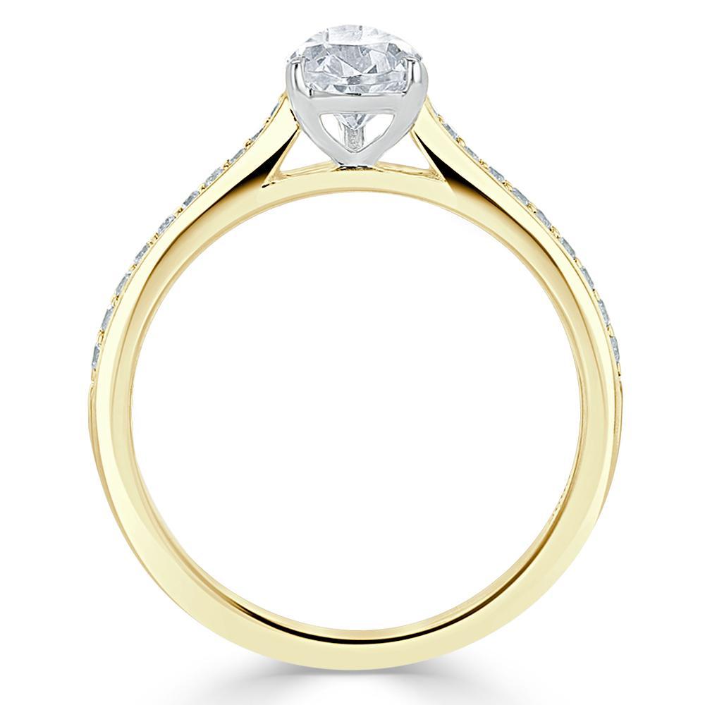Pear Cut Moissanite Engagement Ring, Classic Style