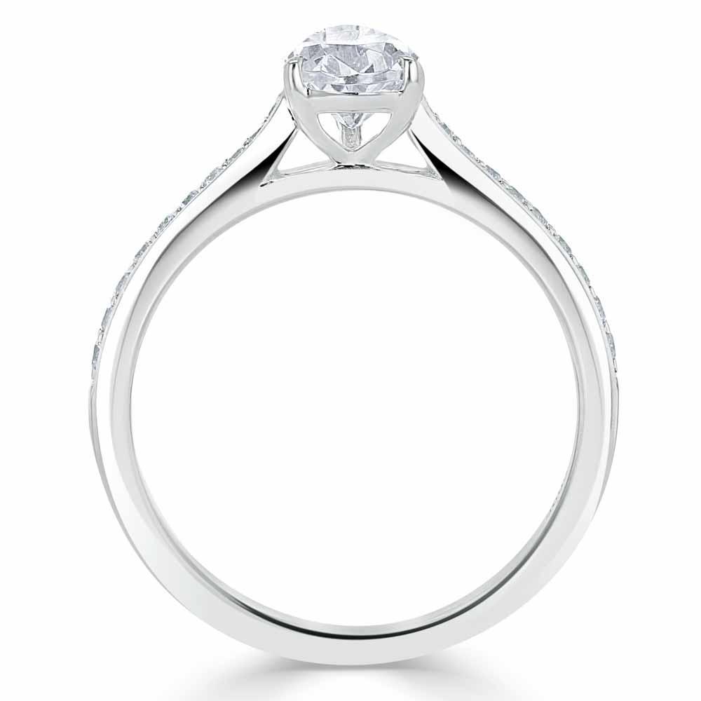 Pear Cut Moissanite Engagement Ring, Classic Style