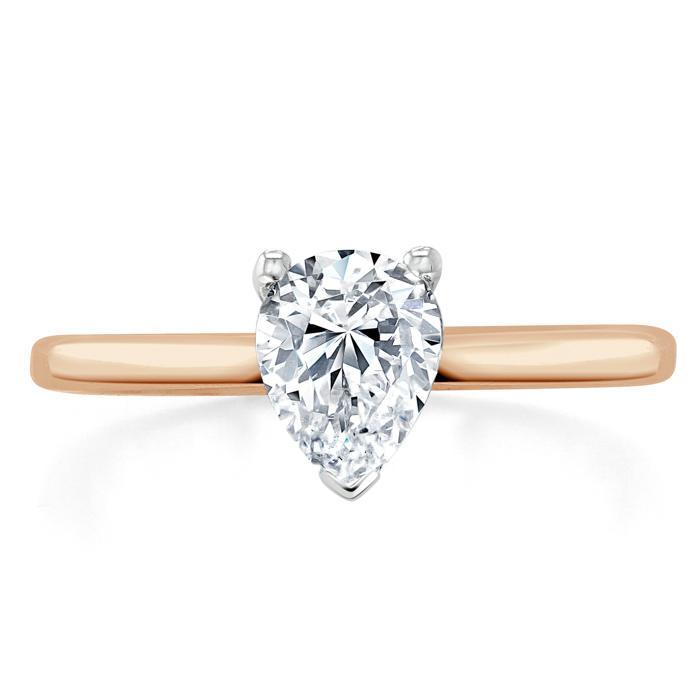 Pear Cut Moissanite Engagement Ring, Classic Style