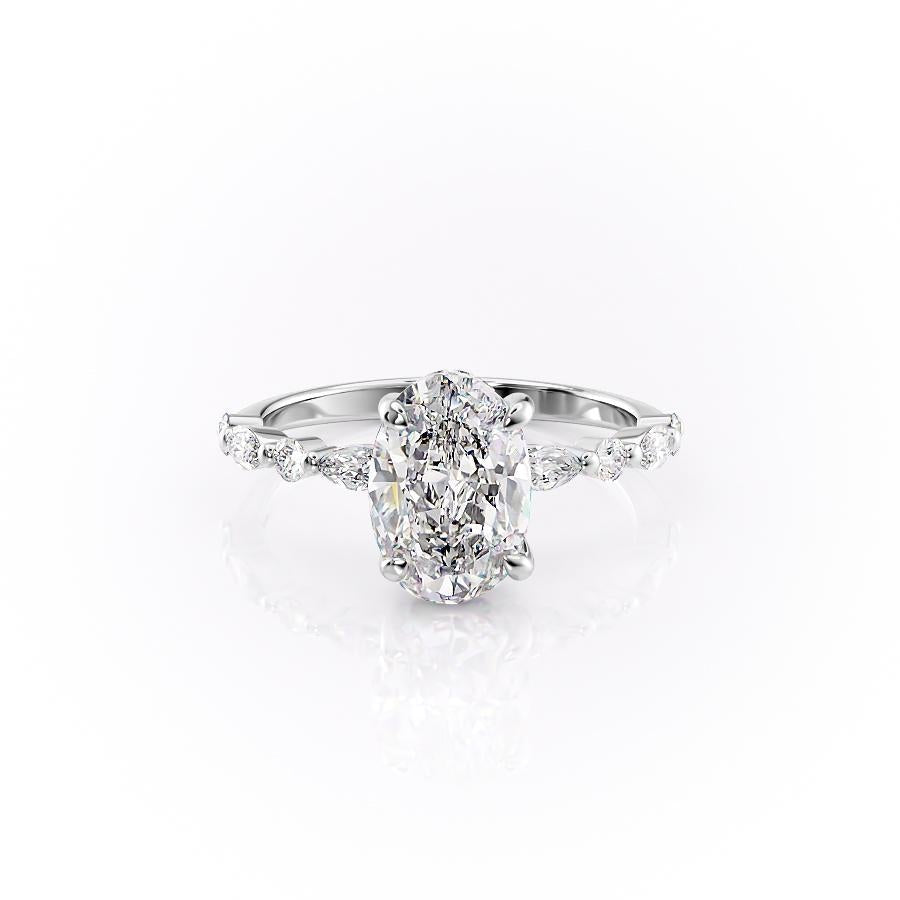 Oval Cut Moissanite Engagement Ring With Hidden Halo