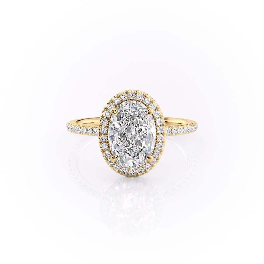 Oval Cut Moissanite Engagement Ring, Classic Halo