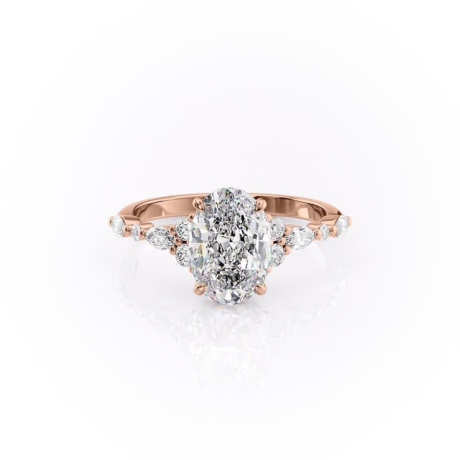 Oval Cut Moissanite Shoulder Set Ring Vintage Design