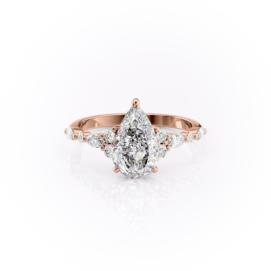 Pear Cut Moissanite Shoulder Set Ring Vintage Design