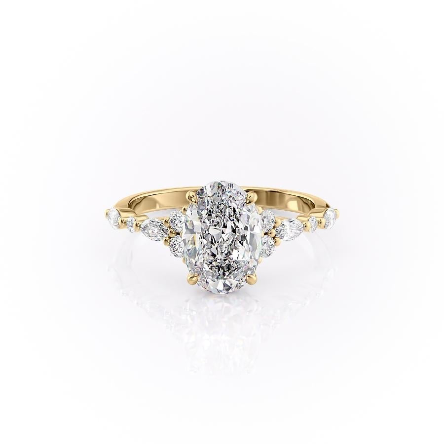 Oval Cut Moissanite Shoulder Set Ring Vintage Design