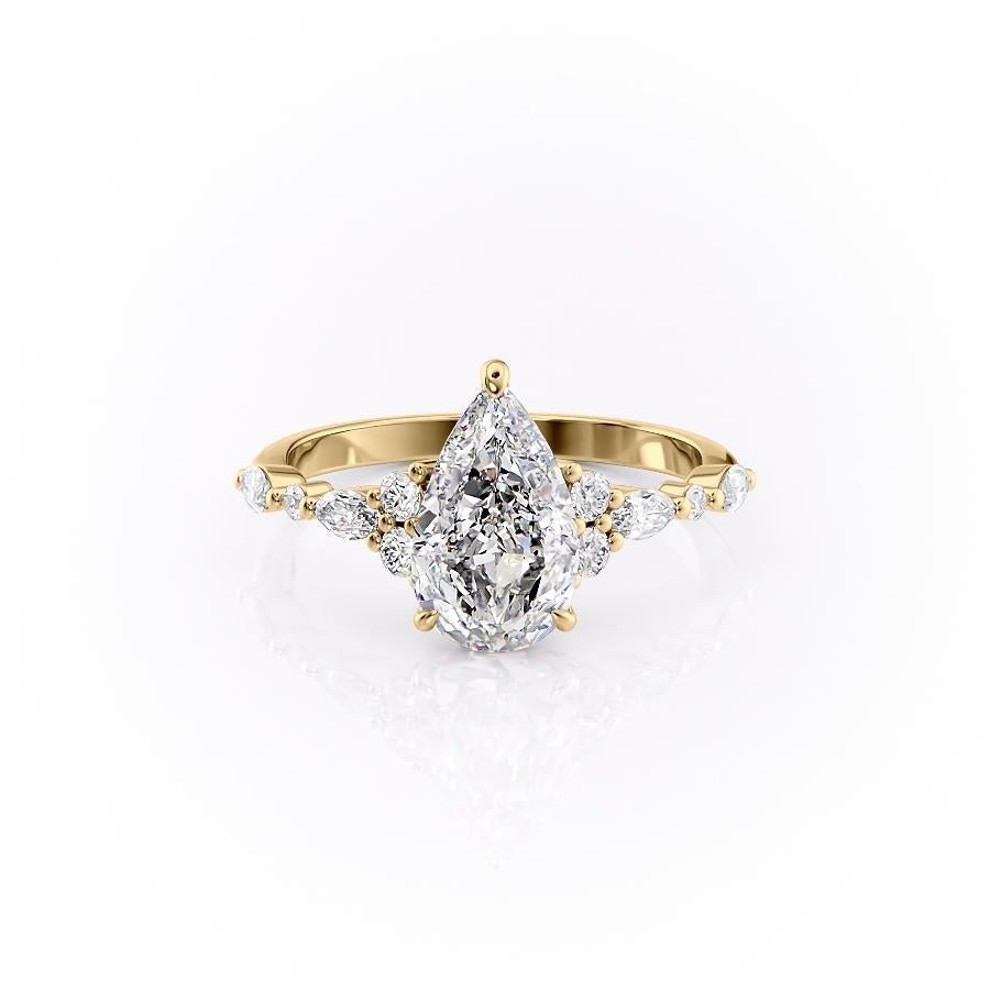 Pear Cut Moissanite Shoulder Set Ring Vintage Design
