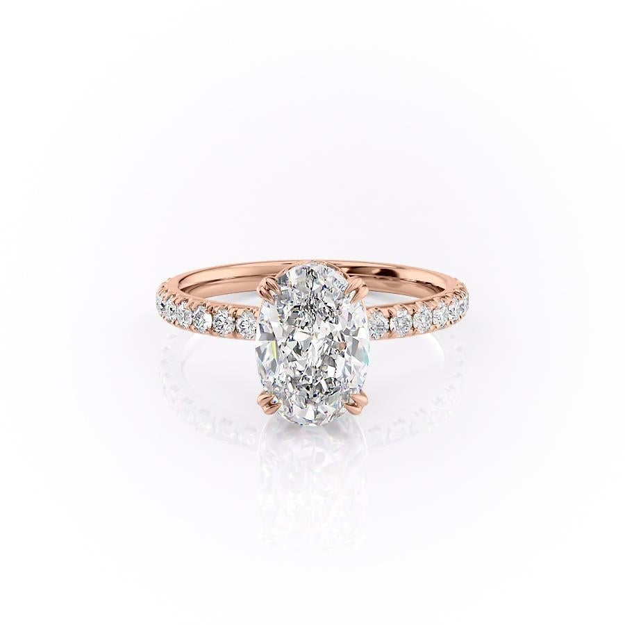 Oval Cut Moissanite Shoulder Set Ring With Block Halo