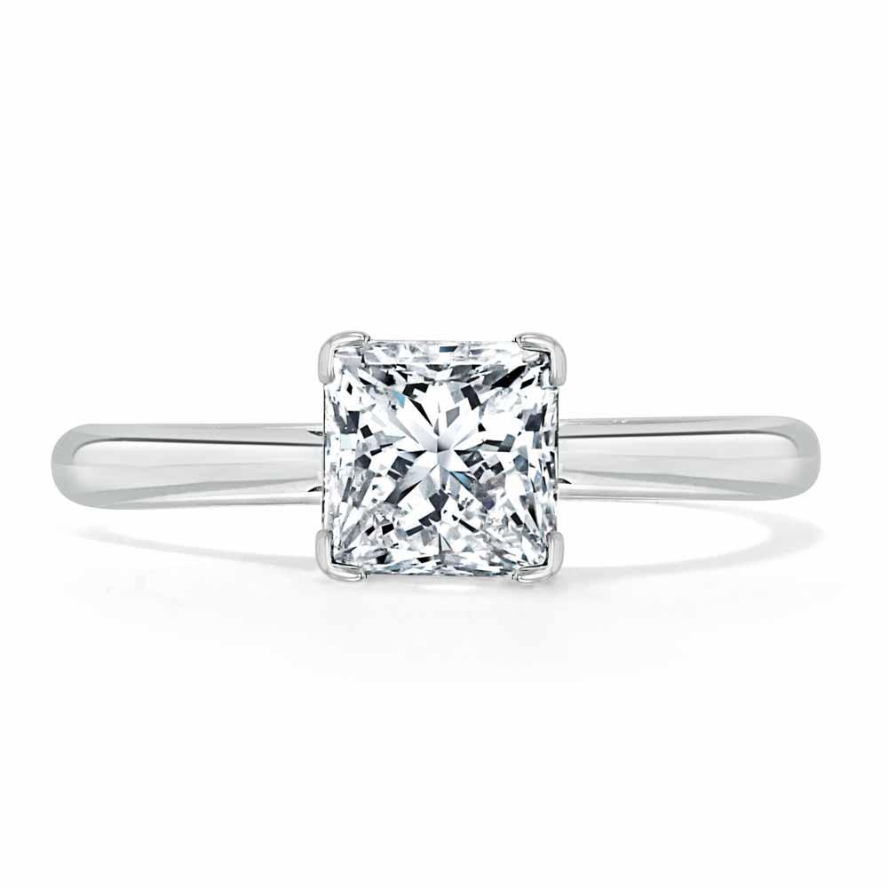 Princess Cut Moissanite Engagement Ring, Classic Style