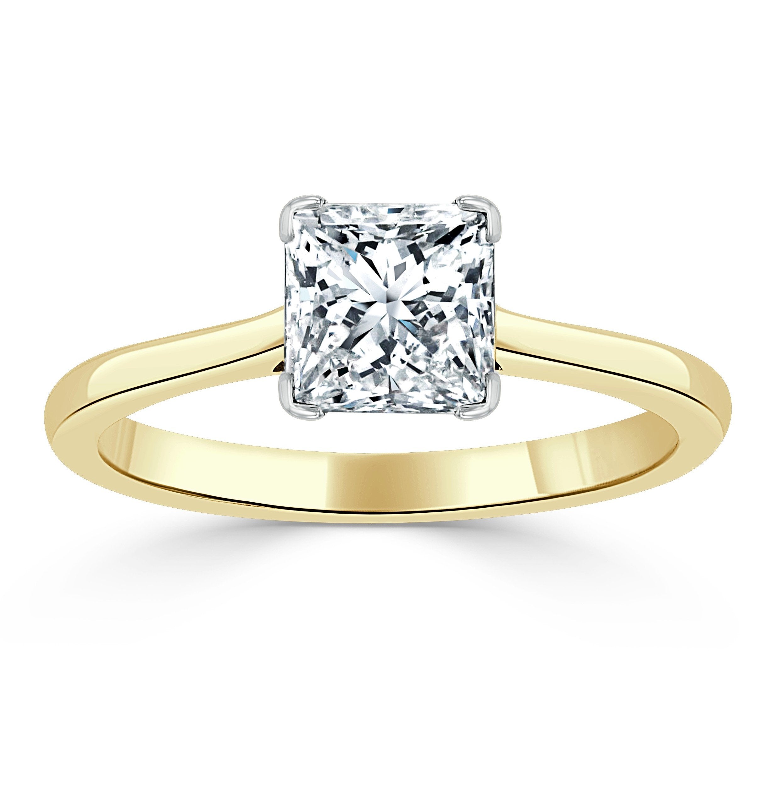Princess Cut Moissanite Engagement Ring, Classic Style
