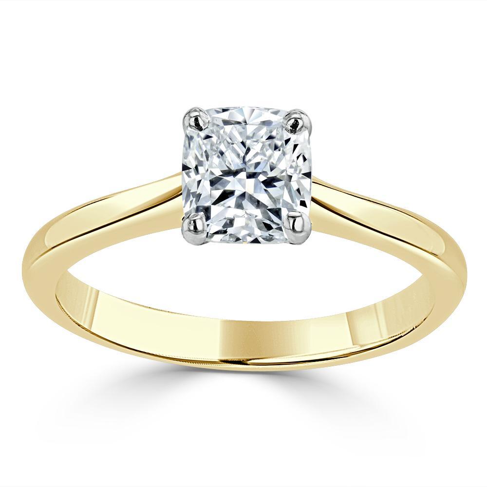 Cushion Cut Moissanite Engagement Ring, Classic Style