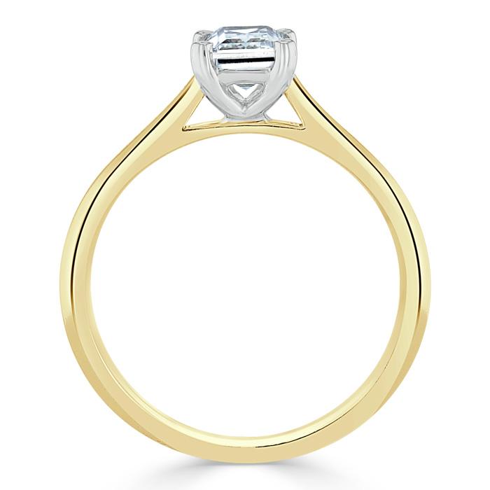 Emerald Cut Moissanite Engagement Ring, Tiffany Style
