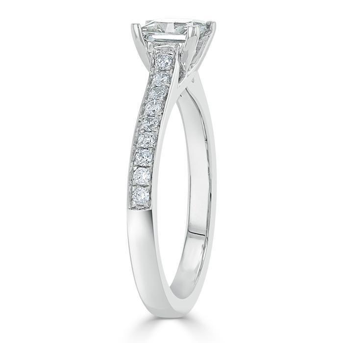 Princess Cut Moissanite Engagement Ring, Classic Style