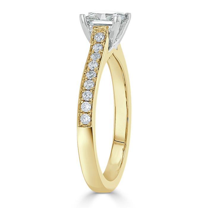 Princess Cut Moissanite Engagement Ring, Classic Style