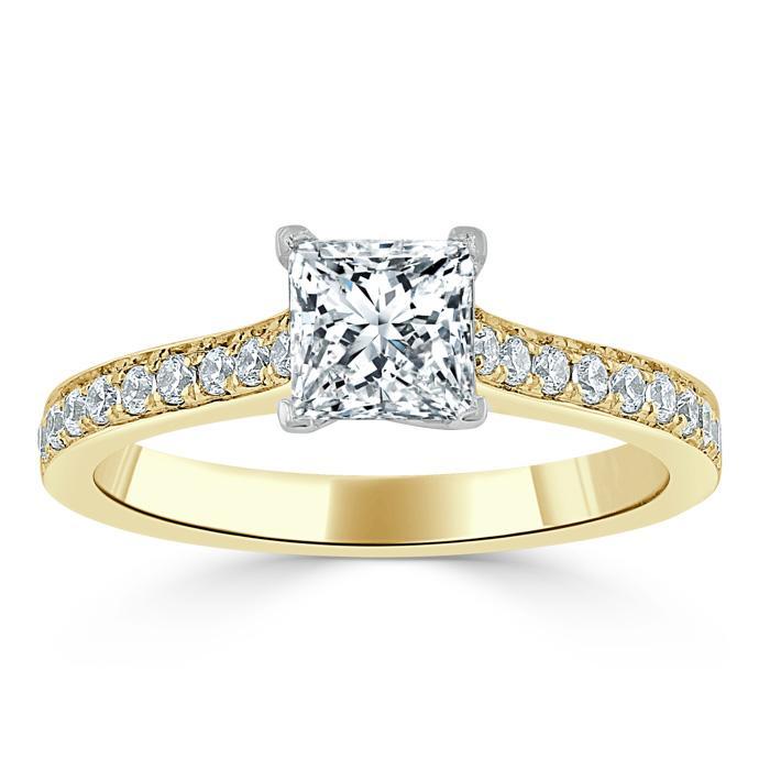Princess Cut Moissanite Engagement Ring, Classic Style