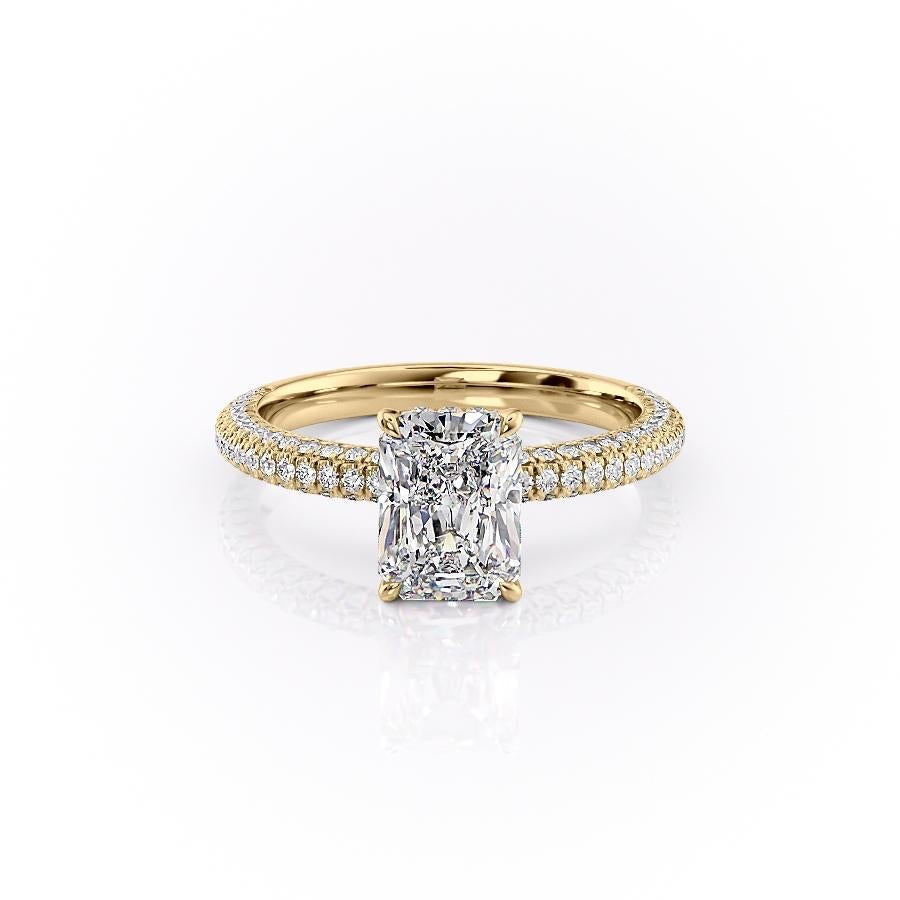 RADIANT CUT MOISSANITE PAVÉ SET SHOULDERS WITH HIDDEN HALO