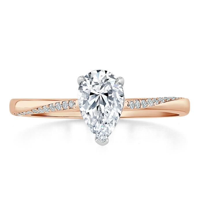 Pear Cut Moissanite Engagement Ring, Classic Style