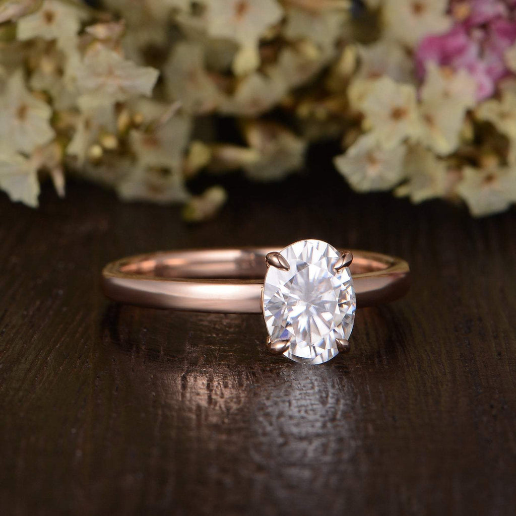 Oval Cut Moissanite Engagement Ring, Classic Design