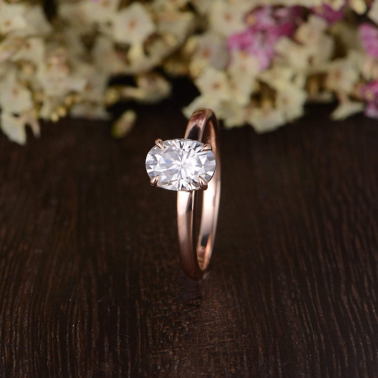 Oval Cut Moissanite Engagement Ring, Classic Design