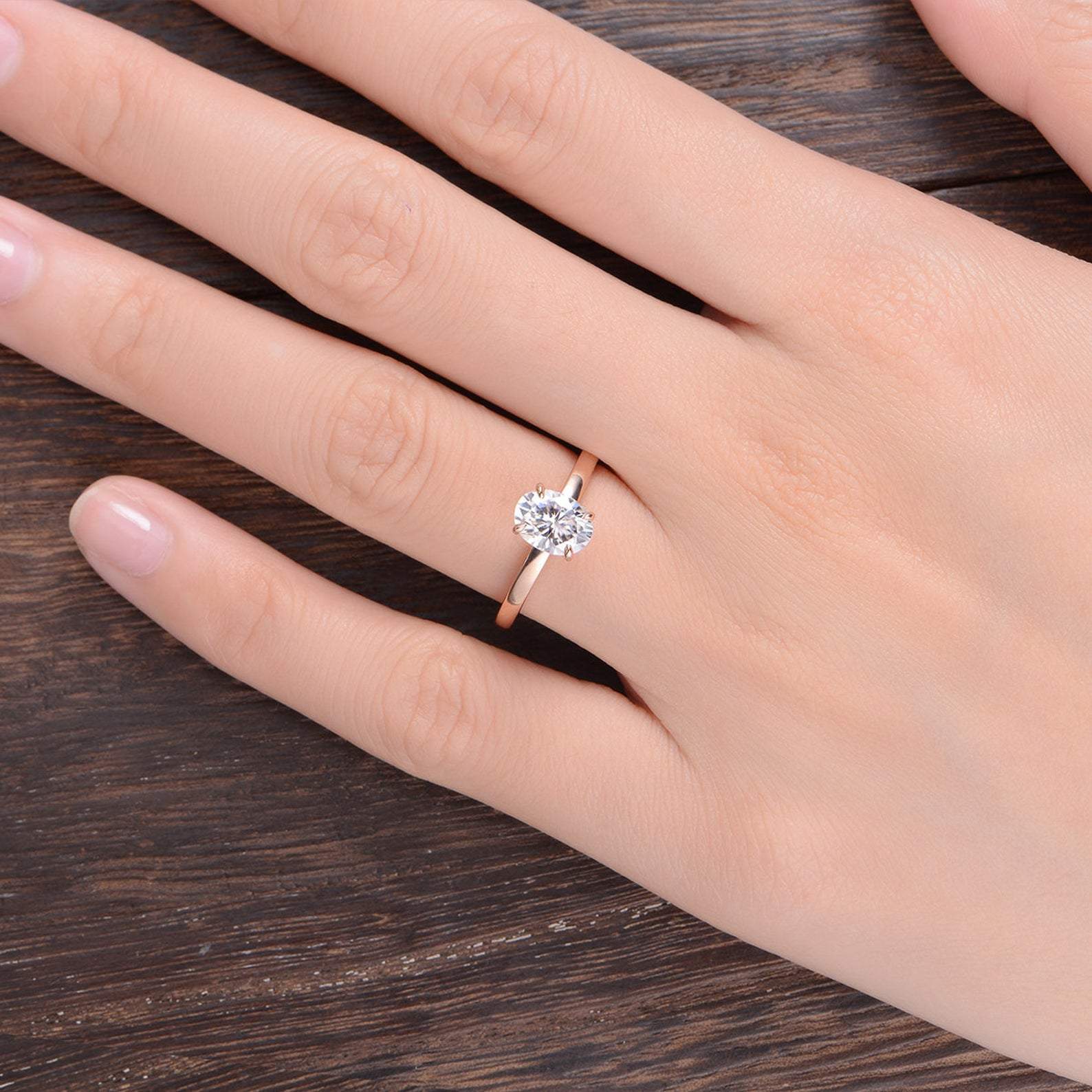 Oval Cut Moissanite Engagement Ring, Classic Design