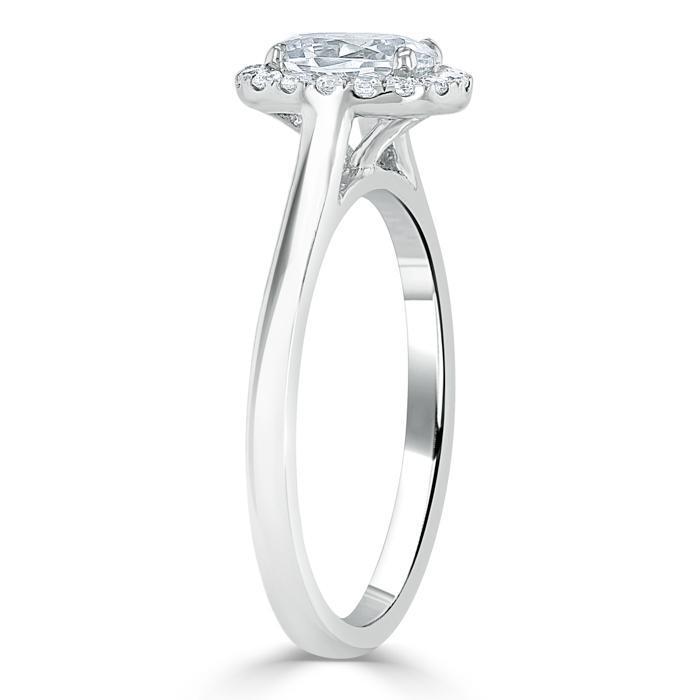 Oval Cut Moissanite Halo Engagement Ring