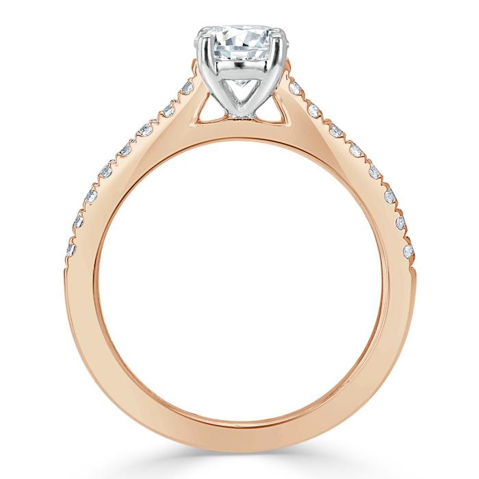 Round Cut Moissanite Engagement Ring, Classic Style