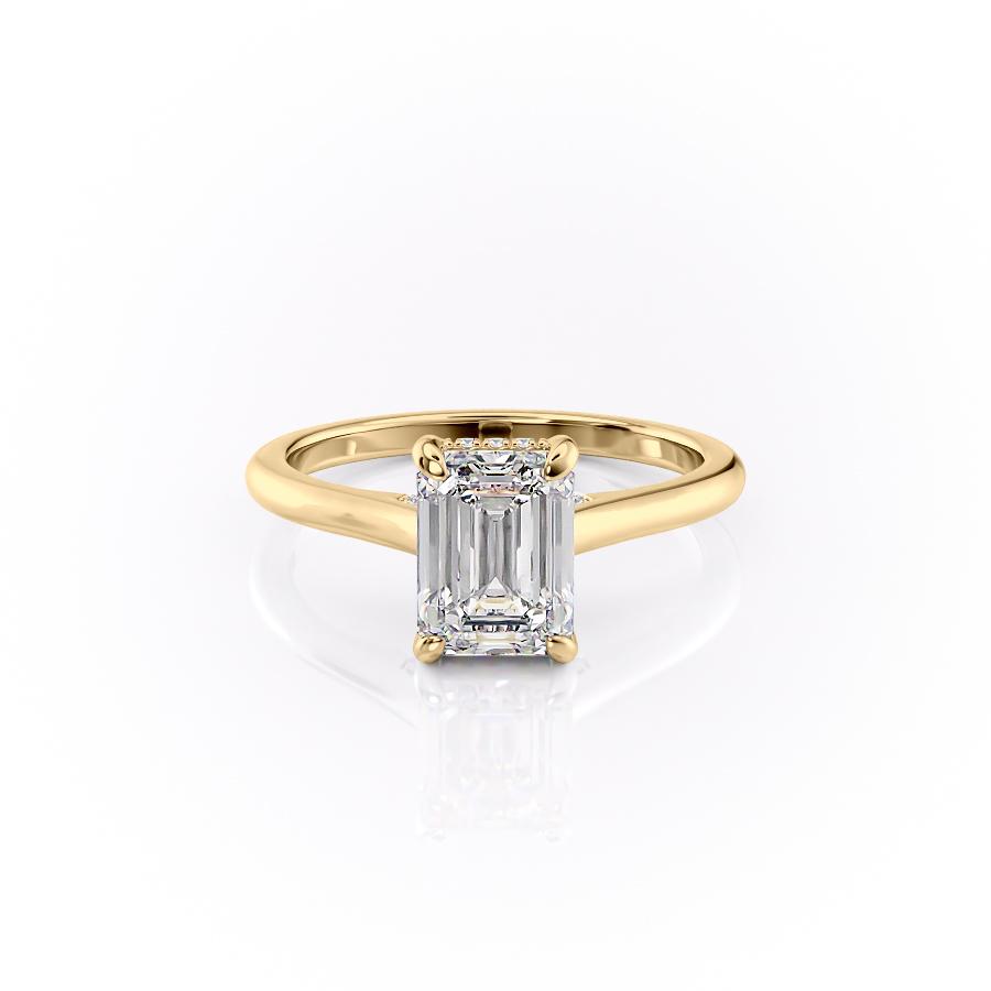 EMERALD CUT MOISSANITE RING, HIDDEN HALO