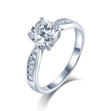 1.00ct Moissanite Engagement Ring, Classic Four Claw Setting with Stone Set Shoulders, Sterling Silver & Platinum