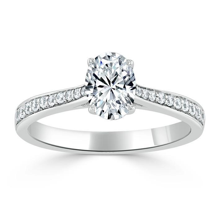 Oval Cut Moissanite Engagement Ring, Classic Style