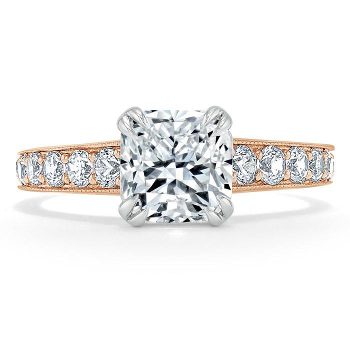 Cushion Cut Moissanite Engagement Ring, Tiffany Style