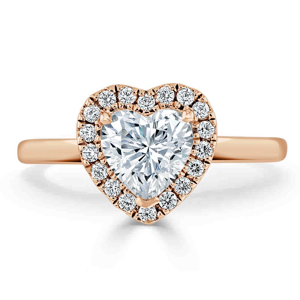 Heart Cut Moissanite Halo Engagement Ring