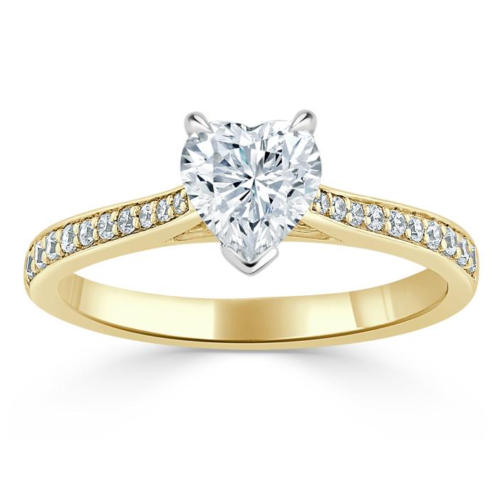 Heart Cut Moissanite Engagement Ring, Classic Style