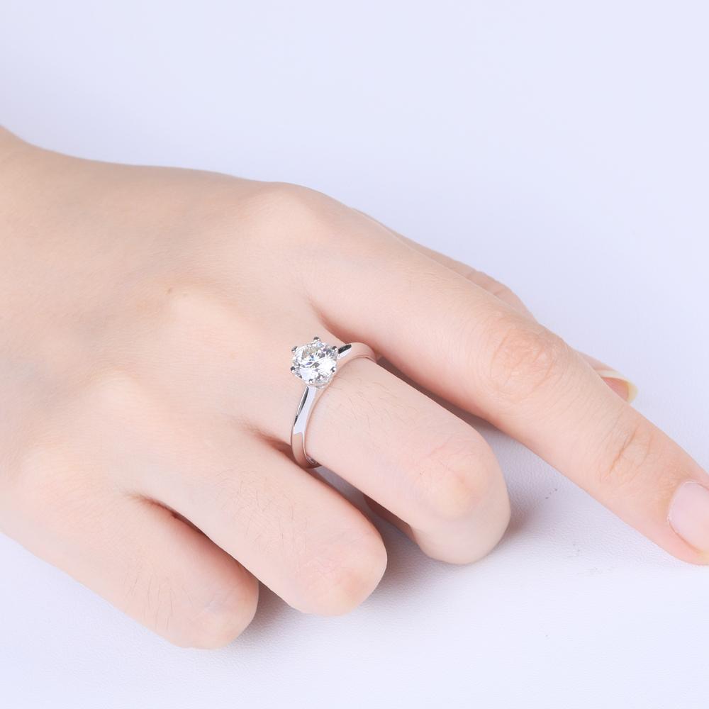1.00ct Moissanite Engagement Ring, Classic Six Claw Setting with Knife Edge Shank, Sterling Silver & Platinum