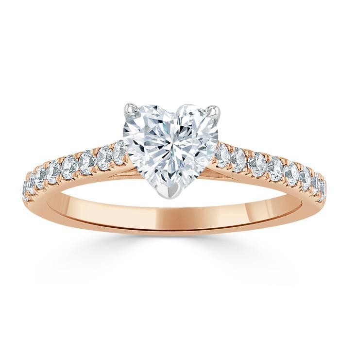 Heart Cut Moissanite Engagement Ring, Classic Style