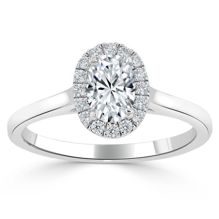 Oval Cut Moissanite Halo Engagement Ring