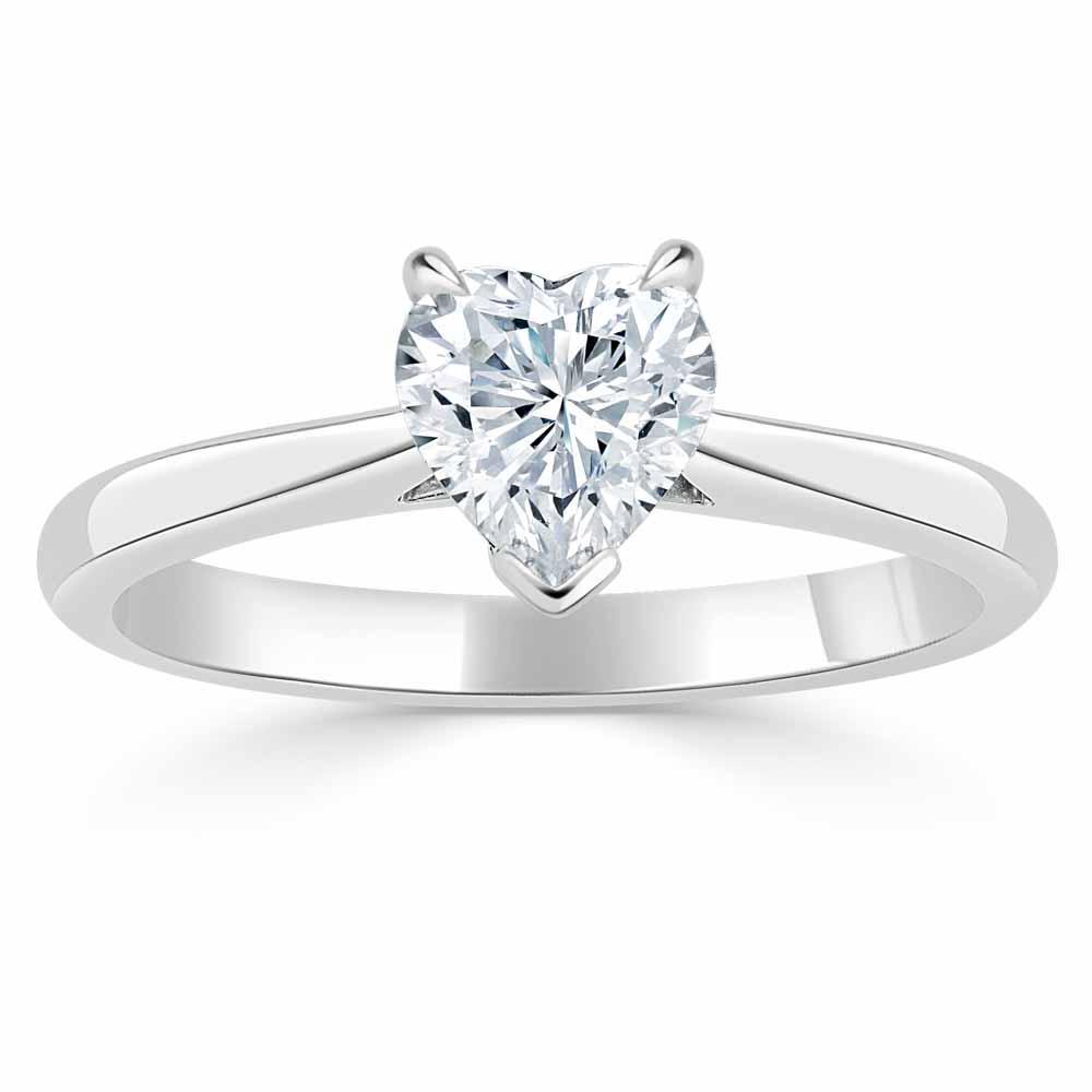 Heart Cut Moissanite Engagement Ring, Classic Style
