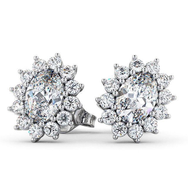 Halo Earrings 1.40ct each, Oval Cut